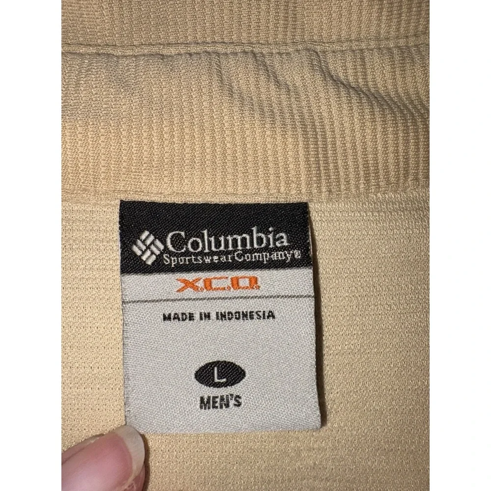 Columbia XCO Khaki Ribbed Short Sleeve Polo Shirt Size Large Men's Polo Top Golf